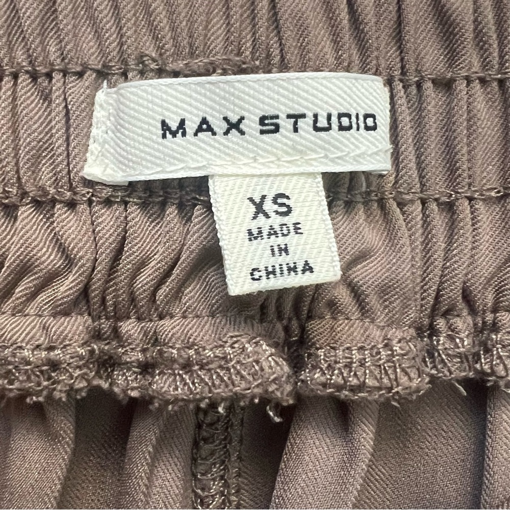 Max Studio Dress Pants Women’s XS Tan Wide Leg Stretch Trousers Pockets - Picture 5 of 5